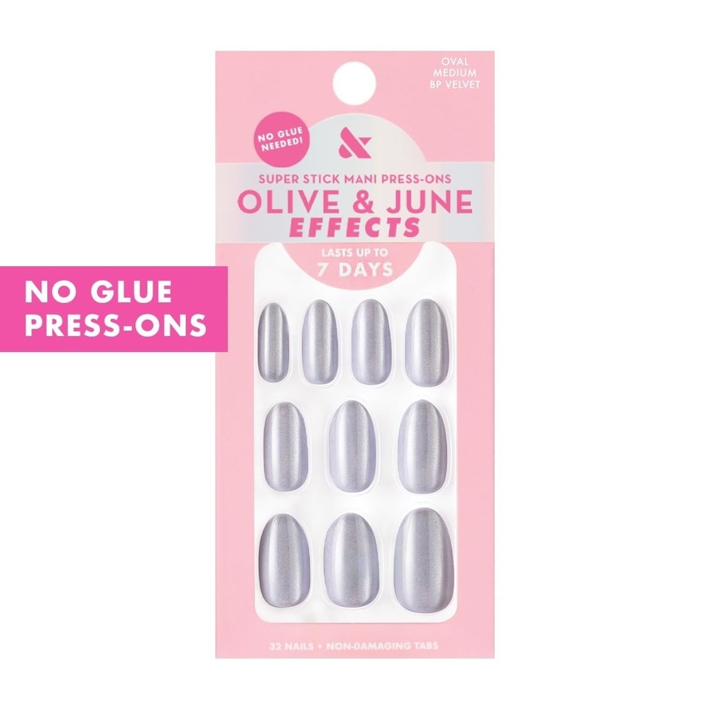 Olive & June Effects Super Stick Mani Press-On Nails, Oval Medium, BP Velvet